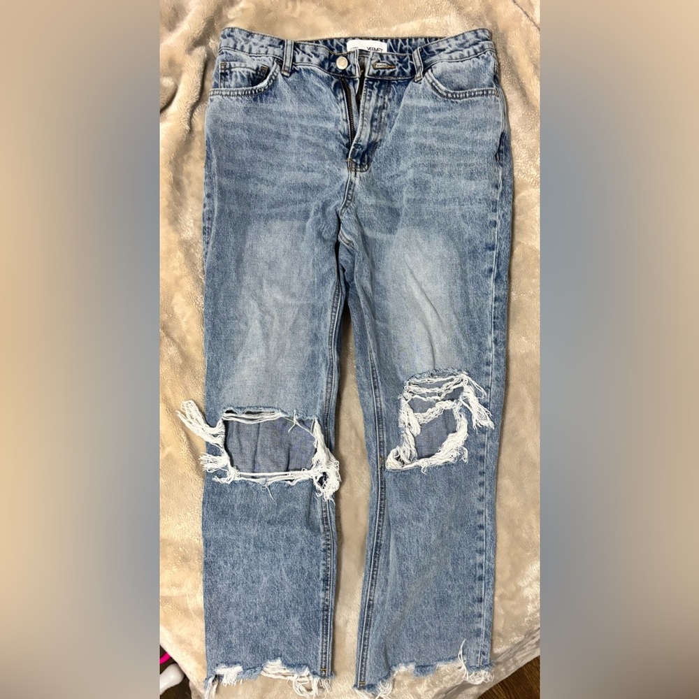 VERVET BY FLYING MONKEY Light Blue Distressed Ankle Jeans